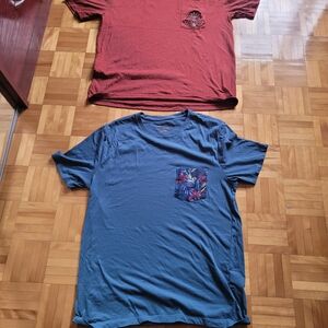 Casual Blue and Red Short Sleeve Tees